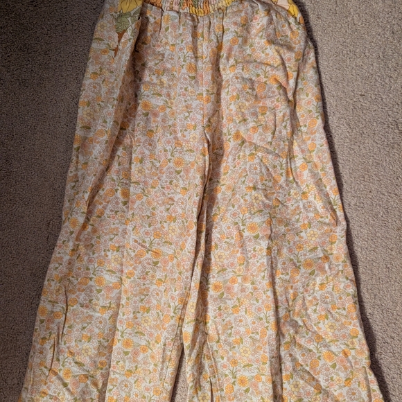 XS American eagle AE 70’s Wide leg Floral Pants Vintage Pink, Green, Yellow Fall - Picture 5 of 5